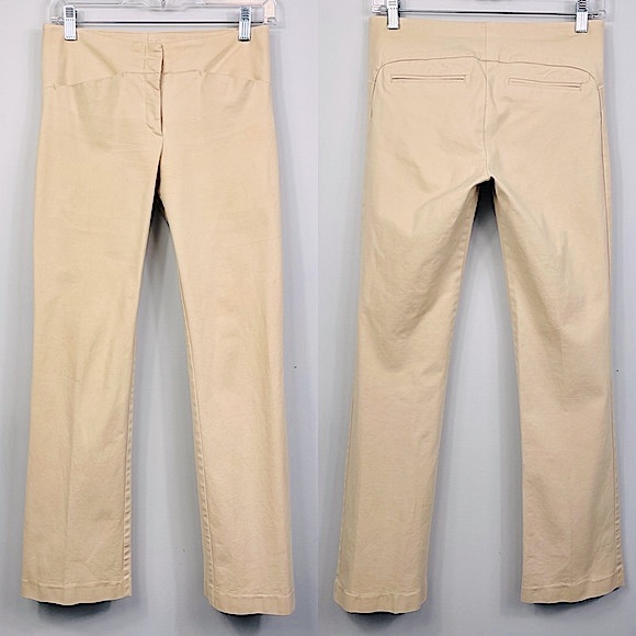 JOSEPH Sloe Straight Leg Pants Beige Cream Khaki Cotton Blend Trousers 36 4 - Picture 4 of 16